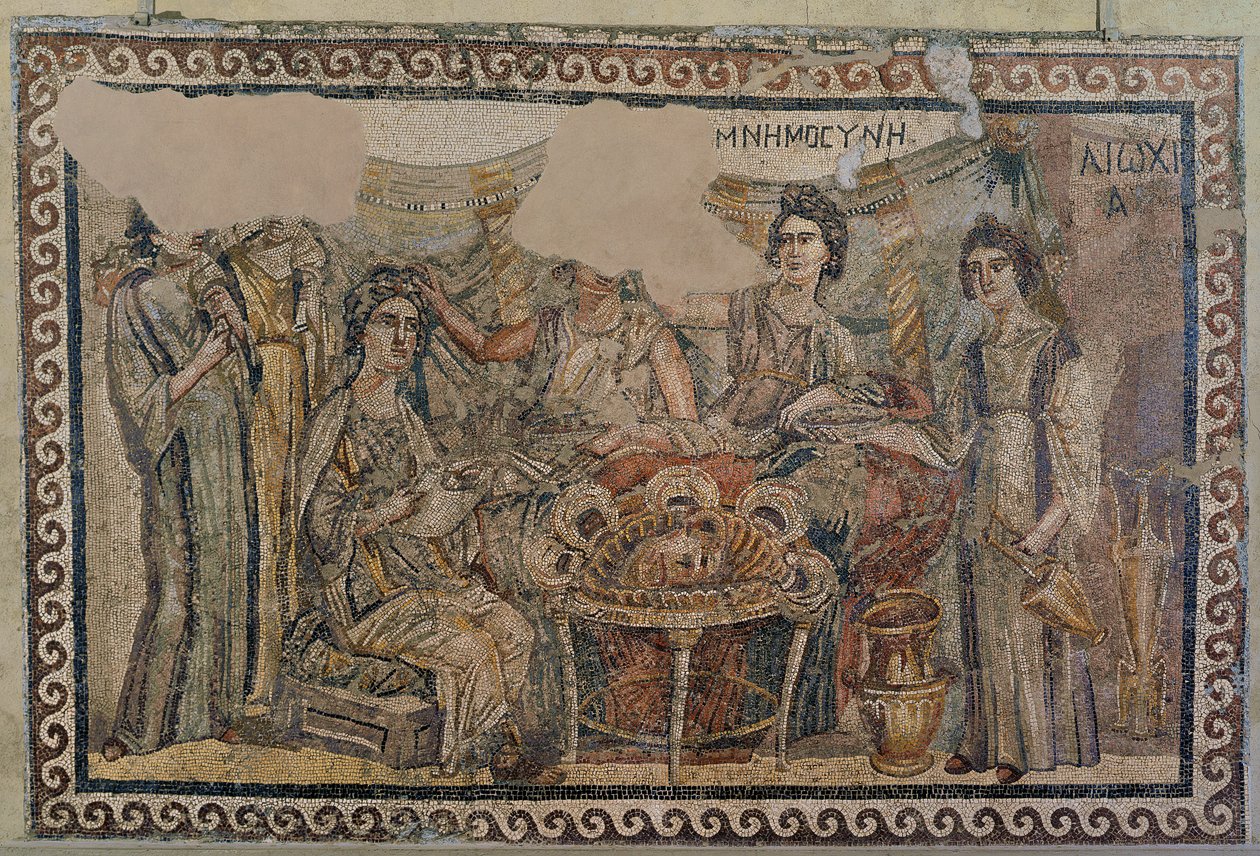 Funerary Symposium, Antiokian hautausmaa, 4. vuosisadan lopulla jKr. (mosaiikki) (katso myös 3929775) tekijältä Roman