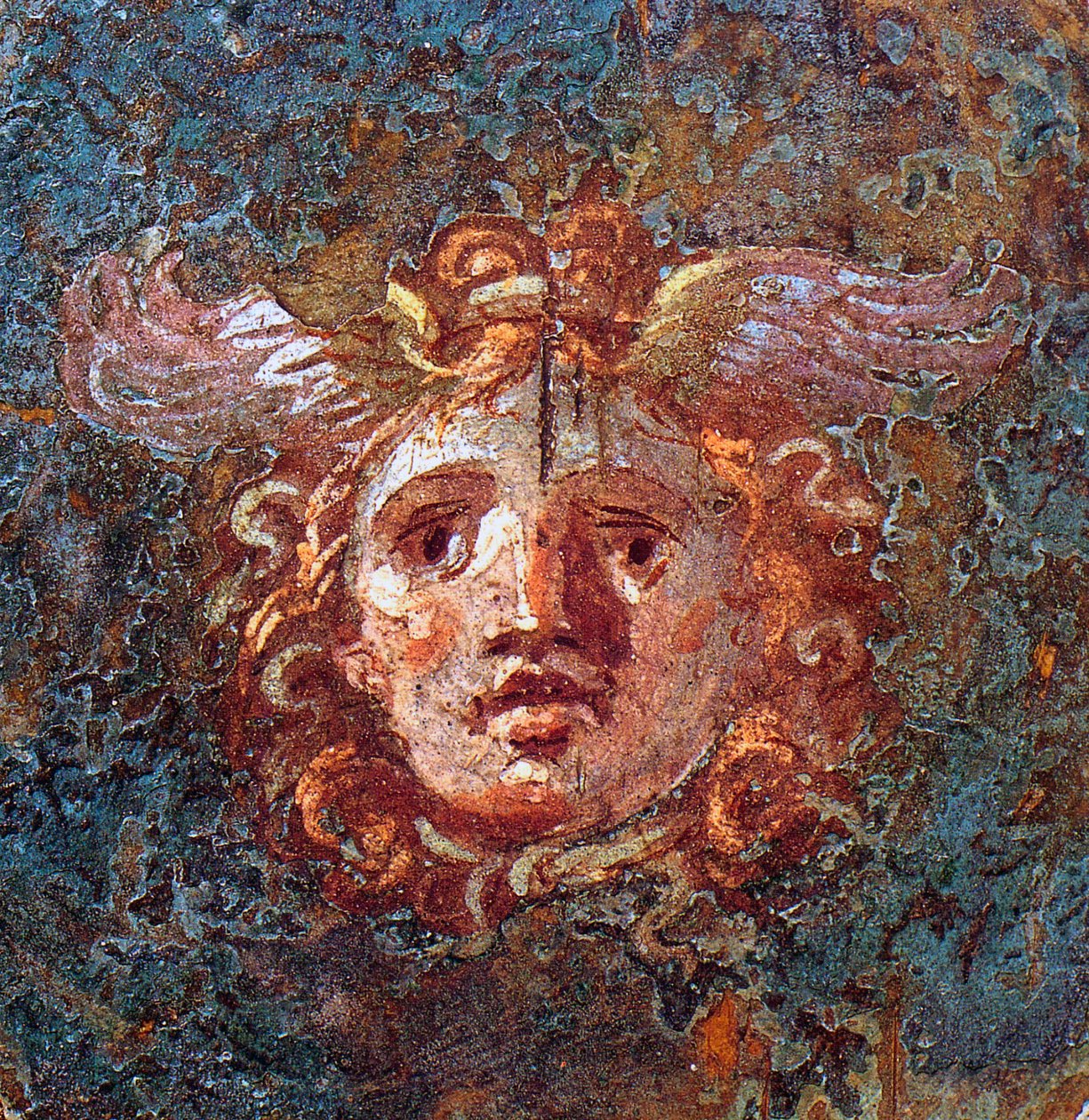 Gorgona tai Gorgo - Yksityiskohta Pompejin Casa dei Vettiin 1. vuosisadalla jKr. fresosta. tekijältä Roman
