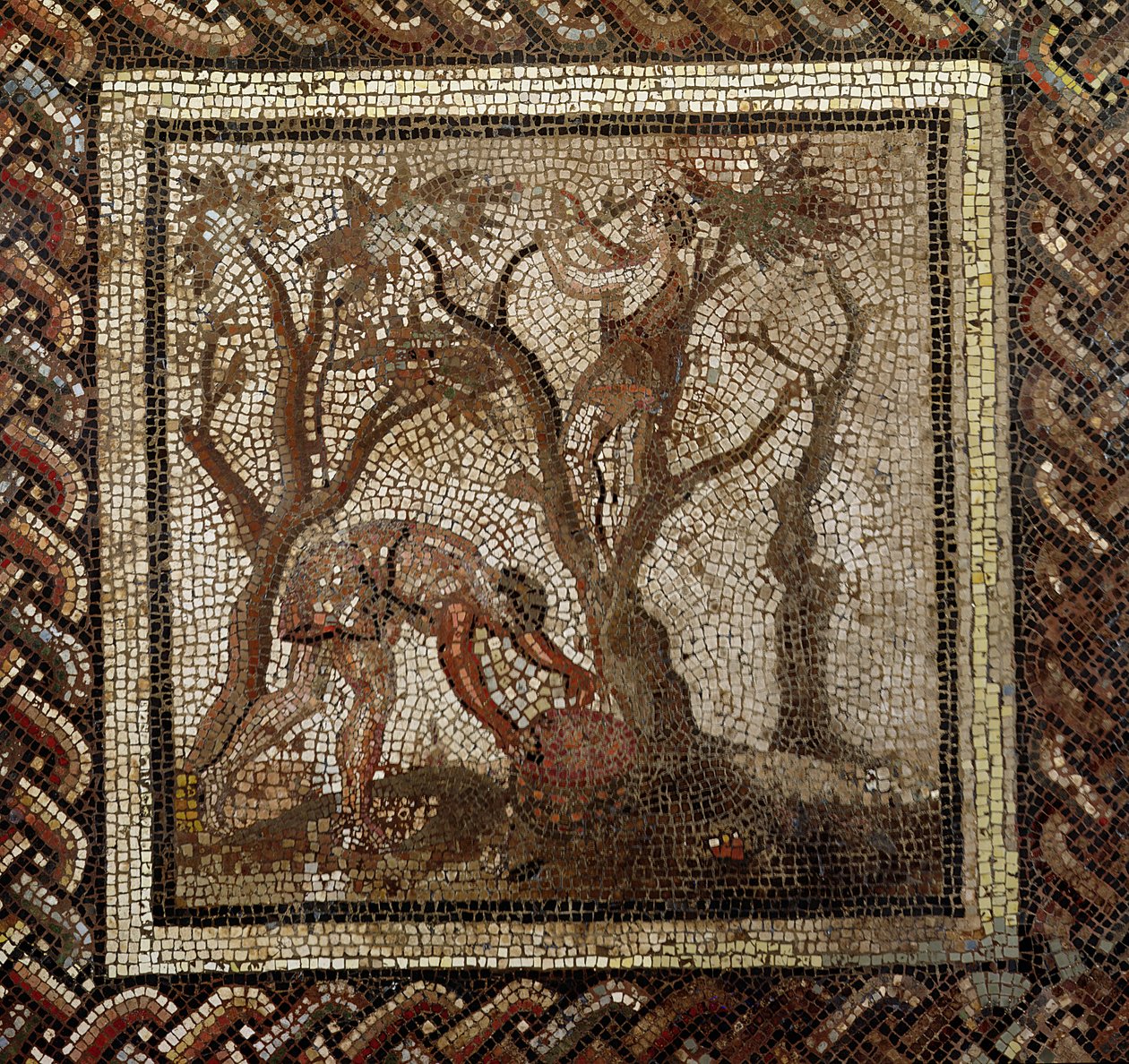Rypäleiden sadonkorjuu, Saint-Romain-en-Gal (mosaiikki) tekijältä Roman
