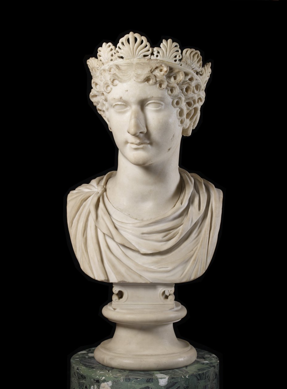 Agrippina Minorin pää diadeemillä (marmori) tekijältä Roman