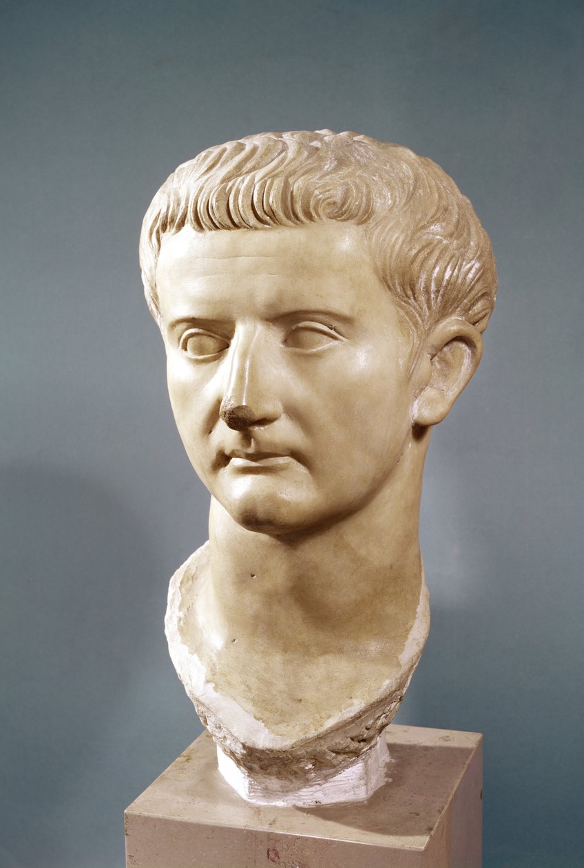 Keisari Tiberiuksen pää (42 eKr.-37 jKr) (marmori) tekijältä Roman