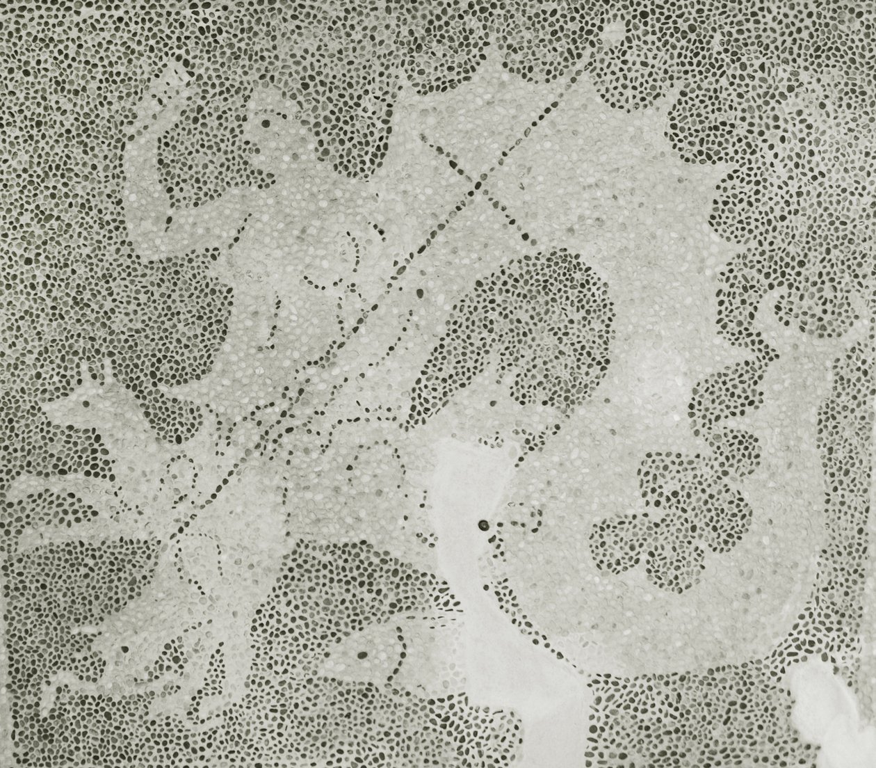 Helenistinen kivimosaiikki Scyllasta ja Charybdista vartioimassa salmea, yksityiskohta Scyllasta. Dionysoksen talo, Paphos, Kyproksen mosaiikki tekijältä Roman