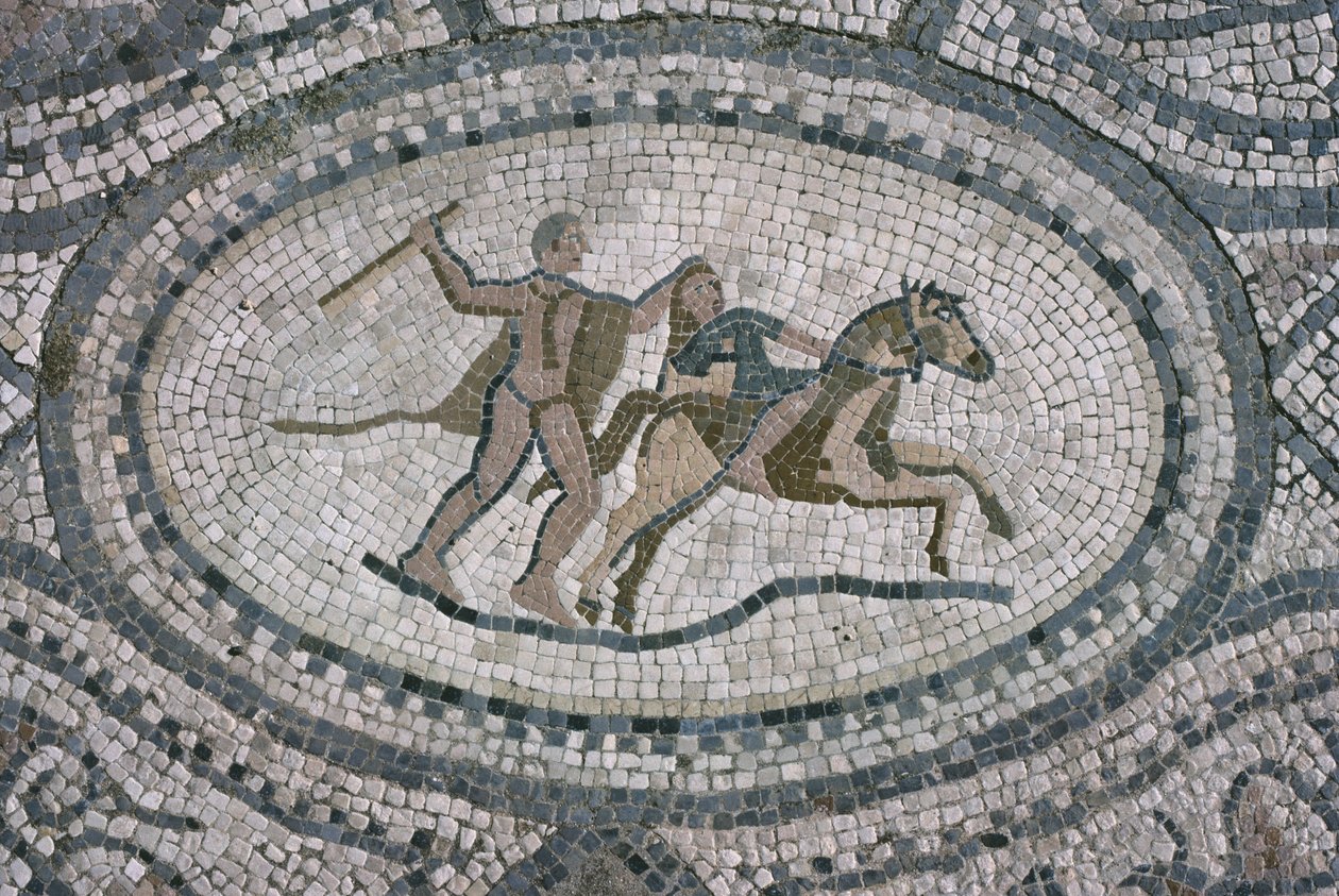 Herkules ja amatsonien kuningatar, Herkuleen talon lattiasta (mosaiikki) tekijältä Roman