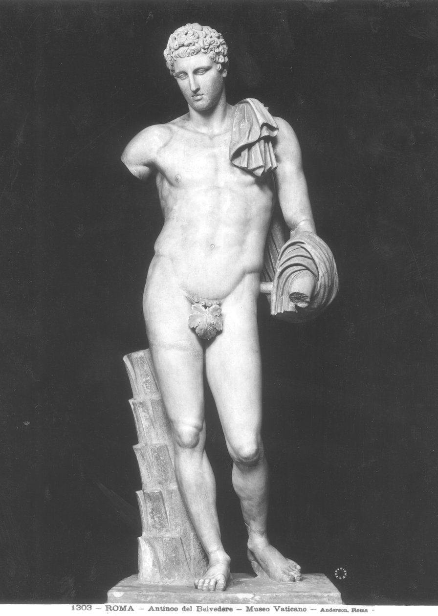 Hermes, nimeltään Antinous del Belvedere (marmori) (m/w kuva) tekijältä Roman