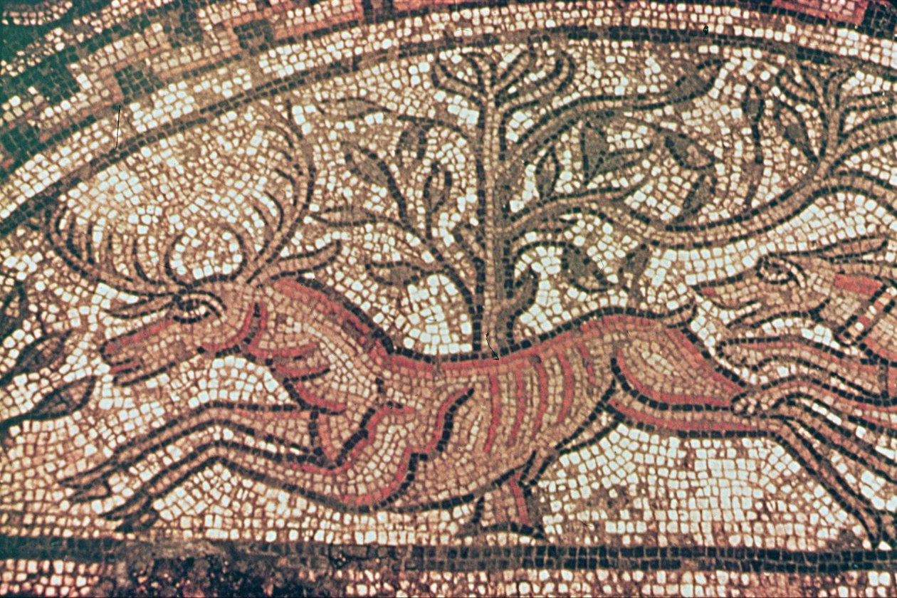 Hinton St. Mary -päällyste (yksityiskohta) n. 350 jKr (mosaiikki) tekijältä Roman