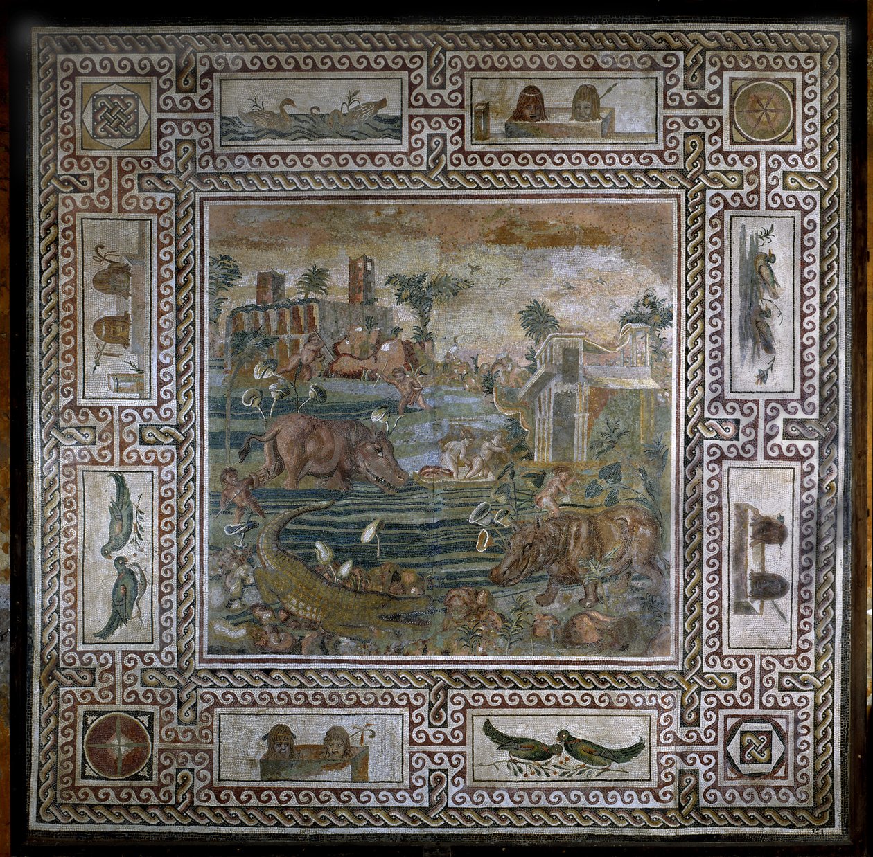 Virtahepometsästys Niilillä (mosaiikki) tekijältä Roman