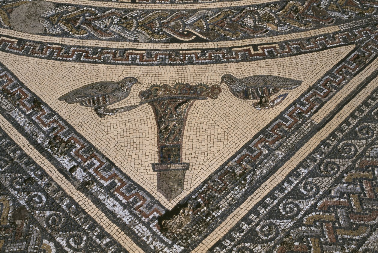 Orpheuksen talo, Orpheus villieläinten ympäröimänä, yksityiskohta (mosaiikki) tekijältä Roman