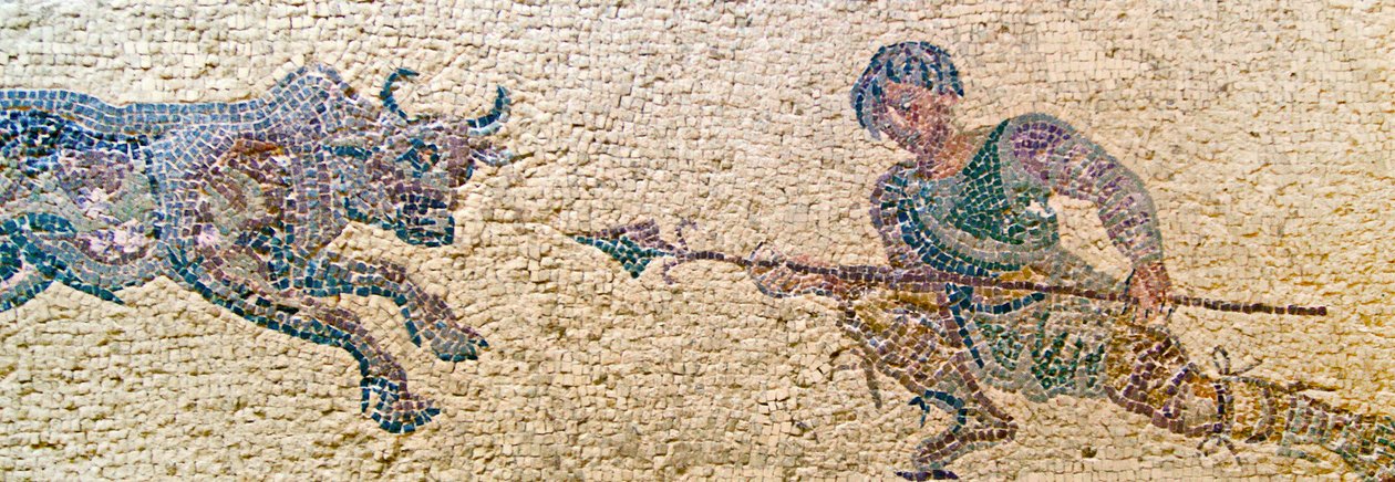 Metsästyskohtaus, Dionysoksen talo, Pafos, Kypros (mosaiikki) tekijältä Roman