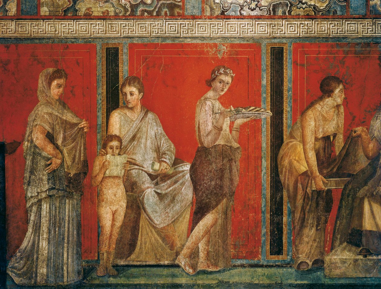 Dionysoksen kultin vihkimisriitit, fresko Villa Dei Misteristä tekijältä Roman