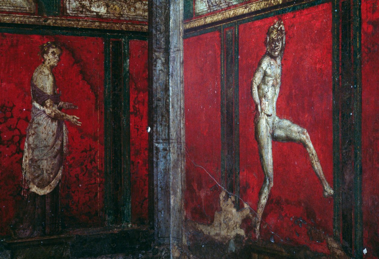 Dionysoksen kultin vihkimisriitit, fresko Villa Dei Misteristä tekijältä Roman