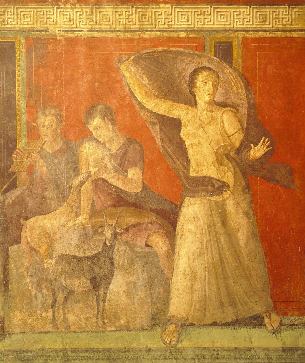 Dionysoksen kultin vihkimisriitit, fresko Villa Dei Misteristä tekijältä Roman