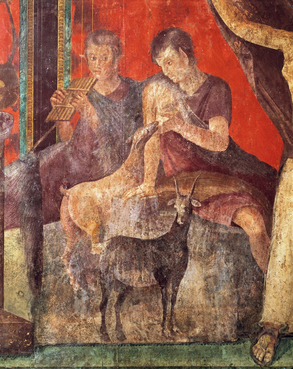 Dionysoksen kultin vihkimysriittejä, fresko Villa Dei Mysteristä. tekijältä Roman