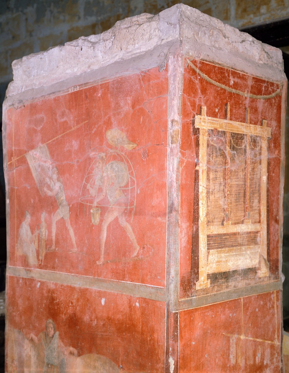 Italia, Napoli, Museo Archeologico Nazionale, Dyers, maalaus House of Fullonicasta Pompejista (UNESCOn maailmanperintöluettelo) tekijältä Roman