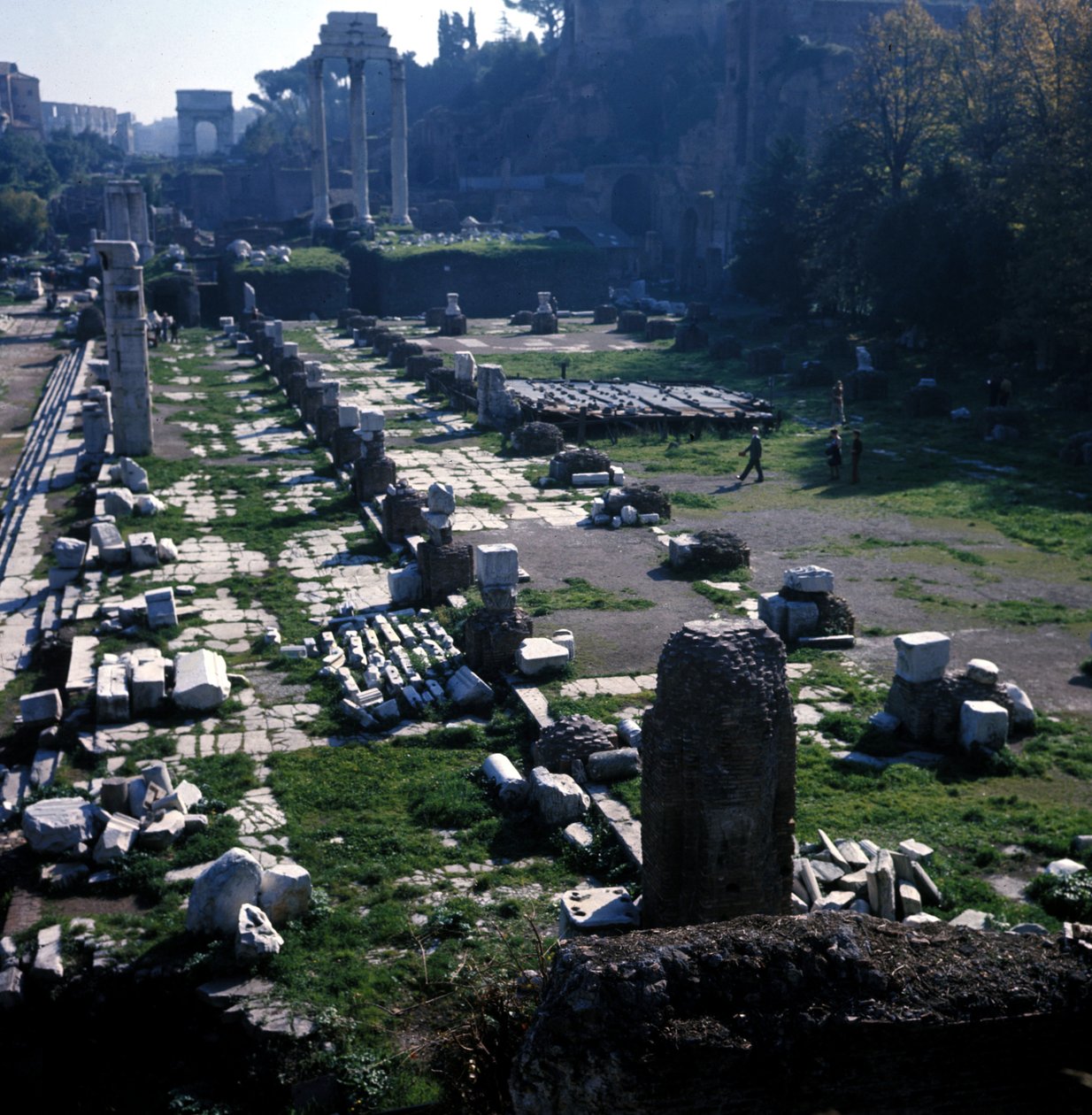 Paikka, jossa Basilica Giulia aloitti Cesar noin vuonna 54 eaa. ja päätti Augustuksen (Octavianus tai Octavianus) (63 eKr. - 14) - Forum Romanum, Rooma tekijältä Roman