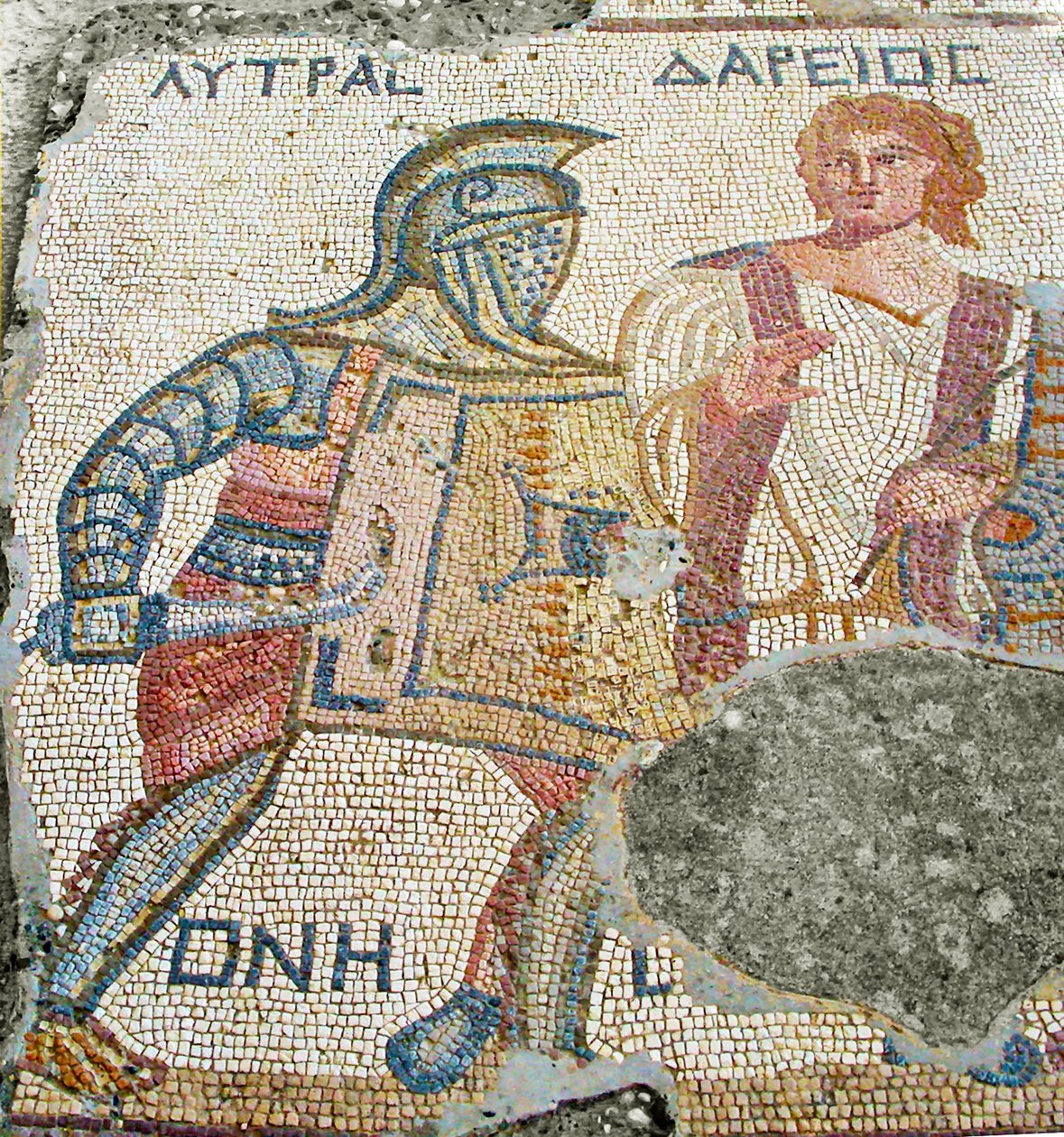Lytran erottaa vastustajastaan Darios, Gladiaattorien talo, Kourion, Kypros (mosaiikki) tekijältä Roman