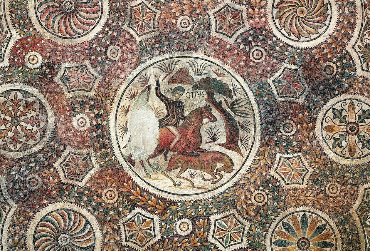 Mosaiikki metsästyskohtauksella, 4. vuosisadalla jKr (mosaiikki) tekijältä Roman