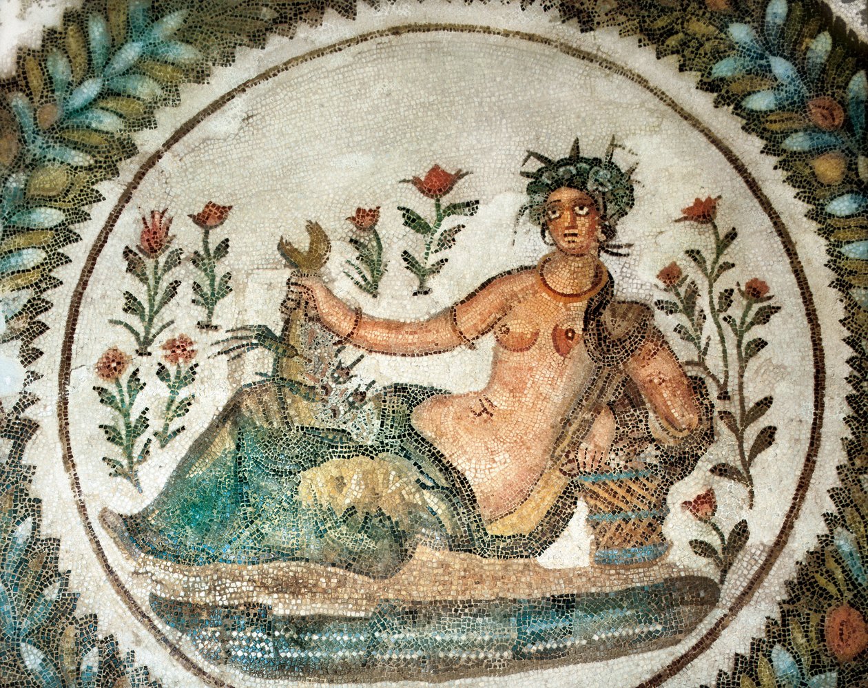Mosaiikkiteos, joka kuvaa kesäjumalattarta (tai Ceres, kasvavien kasvien jumalatar), 3. vuosisadalla eKr. (mosaiikki) tekijältä Roman