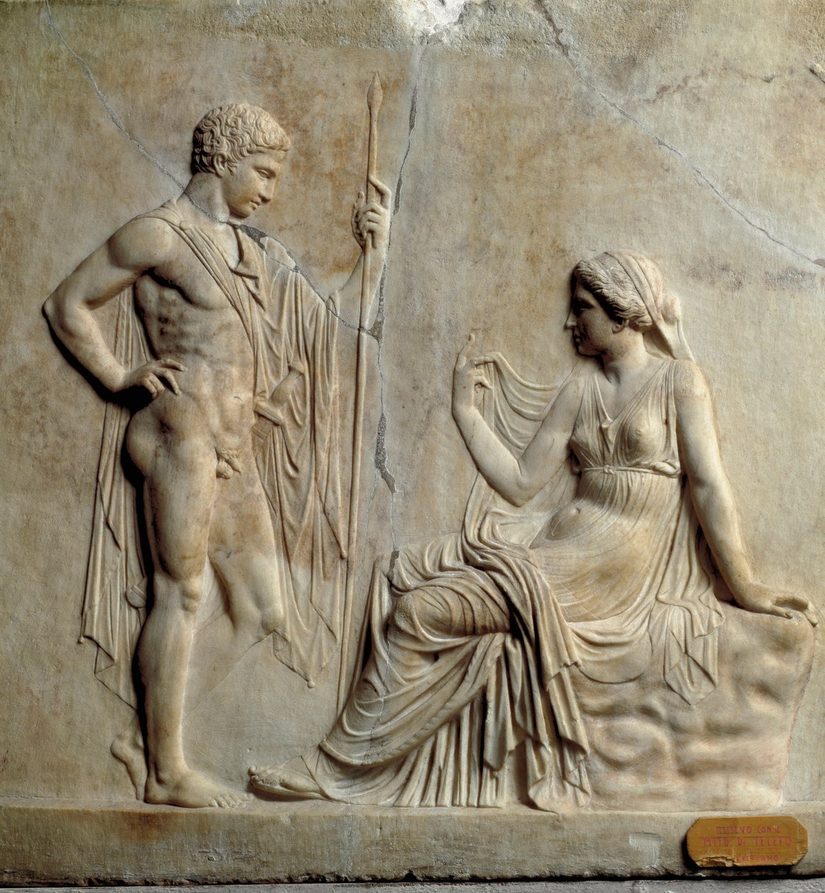 Uusattinen taide: Telephuksen (Telephus) myyttiä edustava reliefi 1. vuosisadalla eKr. Ercolanosta (Herculanum) Napoli, National Archaeological Museum tekijältä Roman