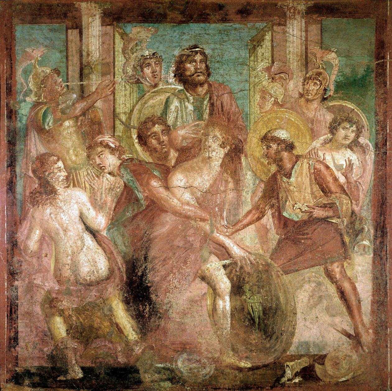 Odysseus löytää Akhilleuksen Lycomedeen tyttärien joukosta (fresko, 2. vuosisadalla jKr.) tekijältä Roman