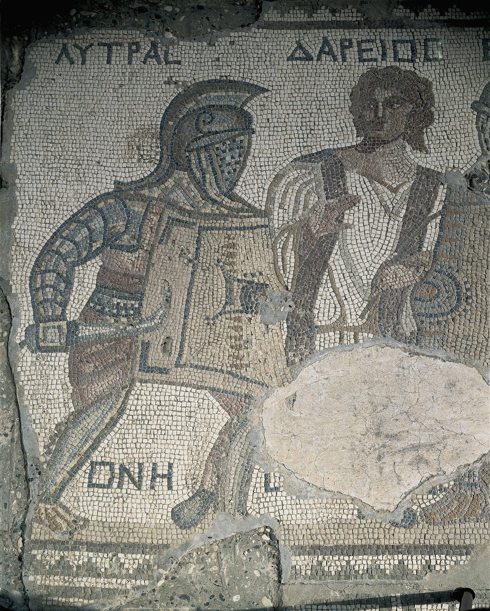 Maalaus kahdesta gladiaattorista mosaiikkiseinälle, Kourion, Limassol, Kypros tekijältä Roman