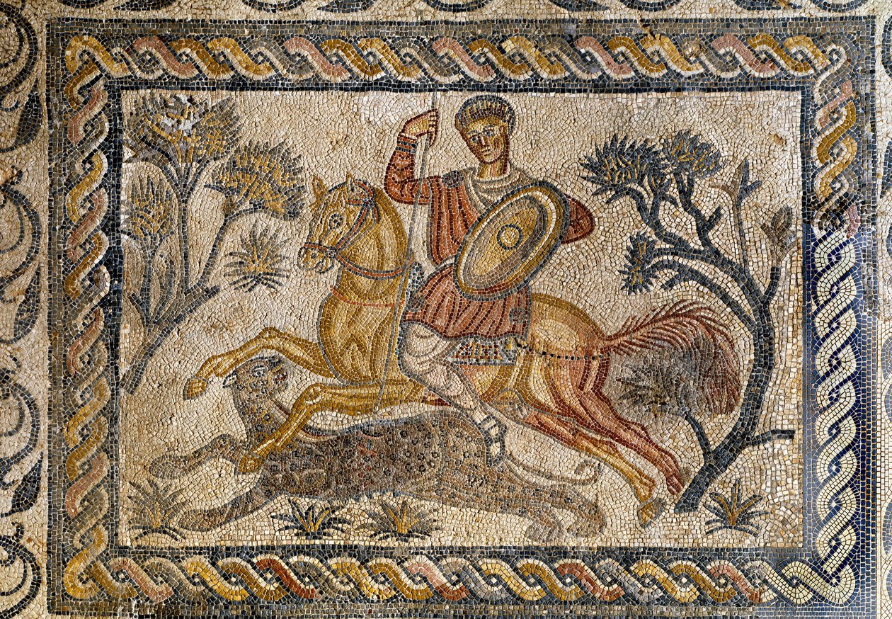 Pantterin metsästyskohtaus - Mosaiikki, 4. vuosisadalla jKr tekijältä Roman