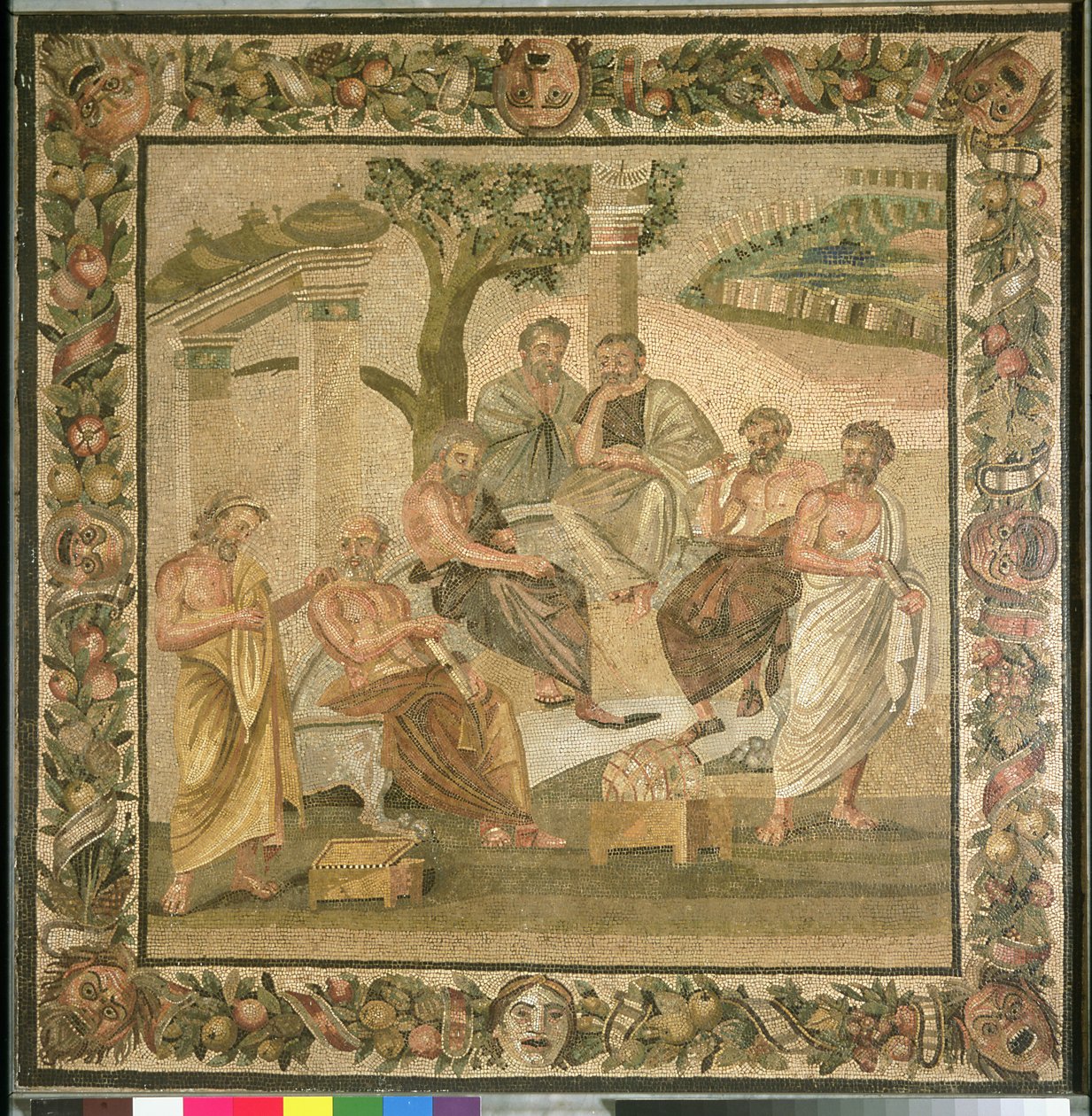 Platon keskustelemassa oppilaidensa kanssa T. Siminiusin talosta. Pompeji (mosaiikki) (katso myös 103401) tekijältä Roman
