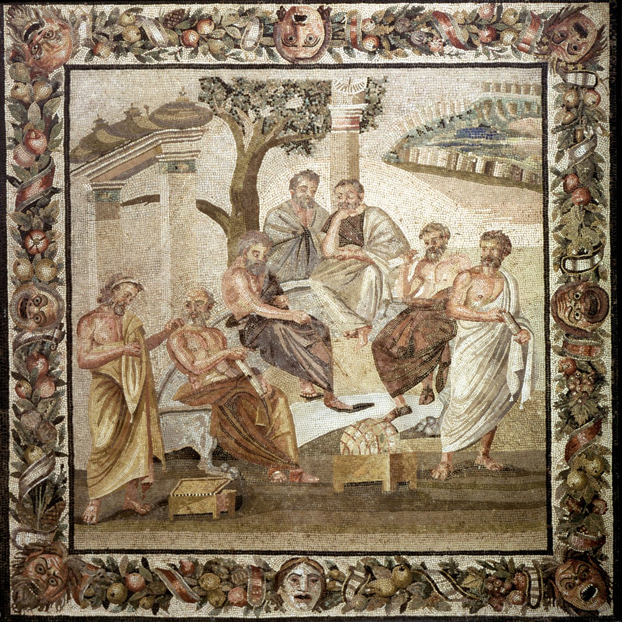 Platonin akatemia, 2. vuosisata eKr. (mosaiikki) tekijältä Roman