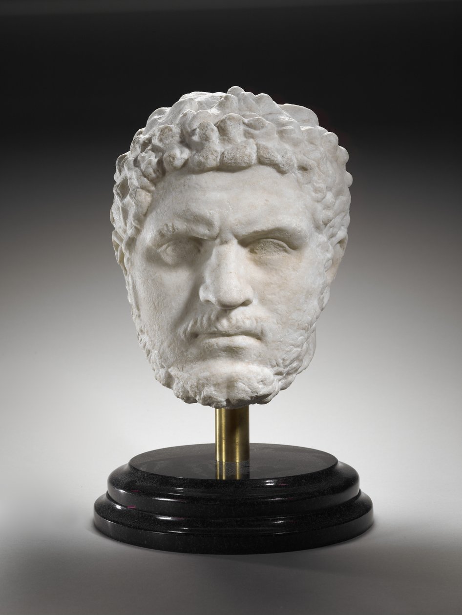 Rooman valtakunnan keisarin Caracallan muotokuva 211-17 jKr (marmori) tekijältä Roman