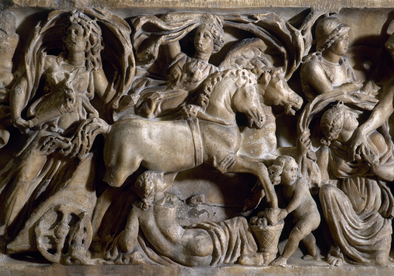 Proserpinan tempaus, yksityiskohta (marmori) tekijältä Roman