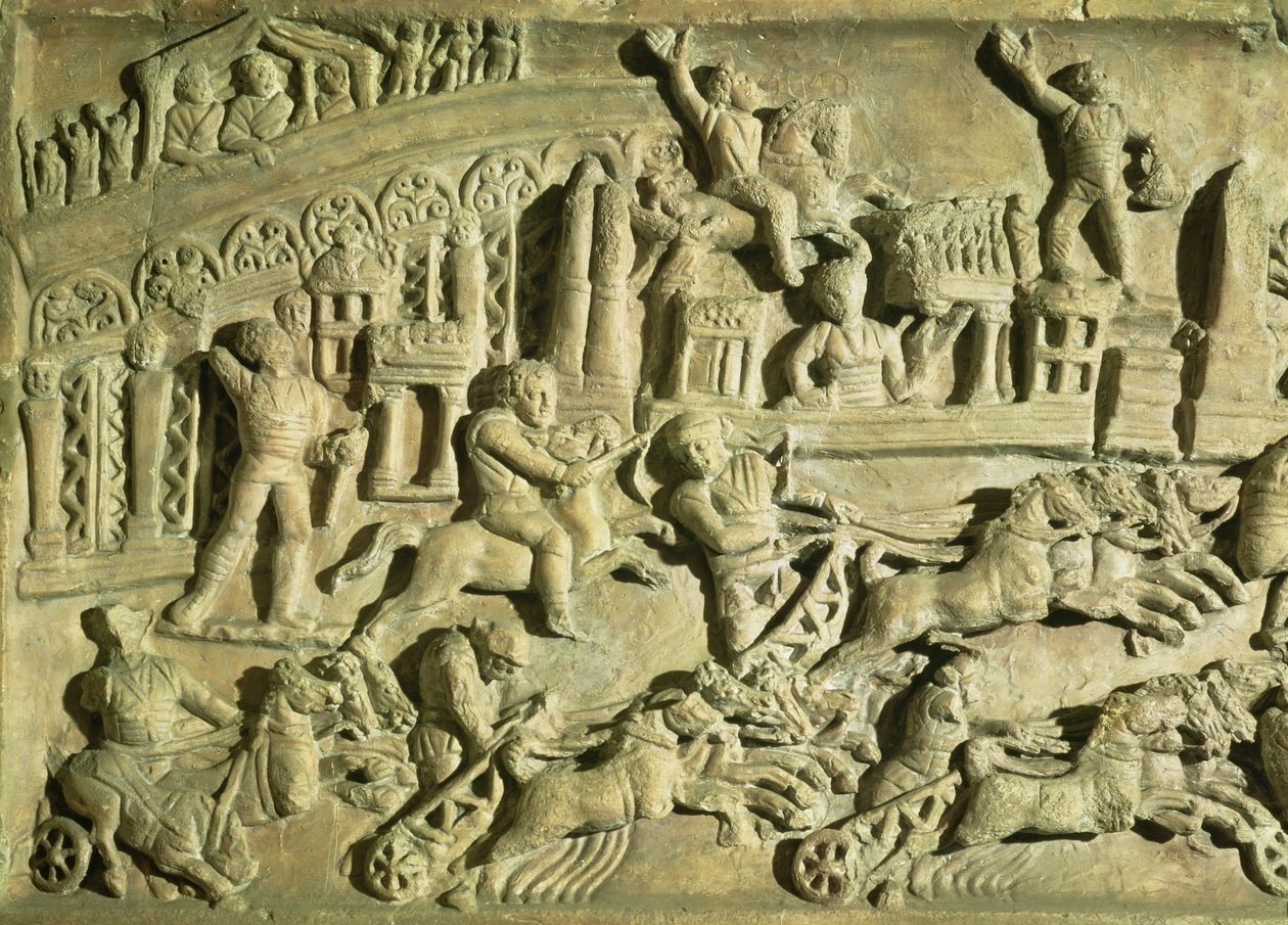 Reliefi, joka kuvaa pelejä Circus Maximuksessa tekijältä Roman