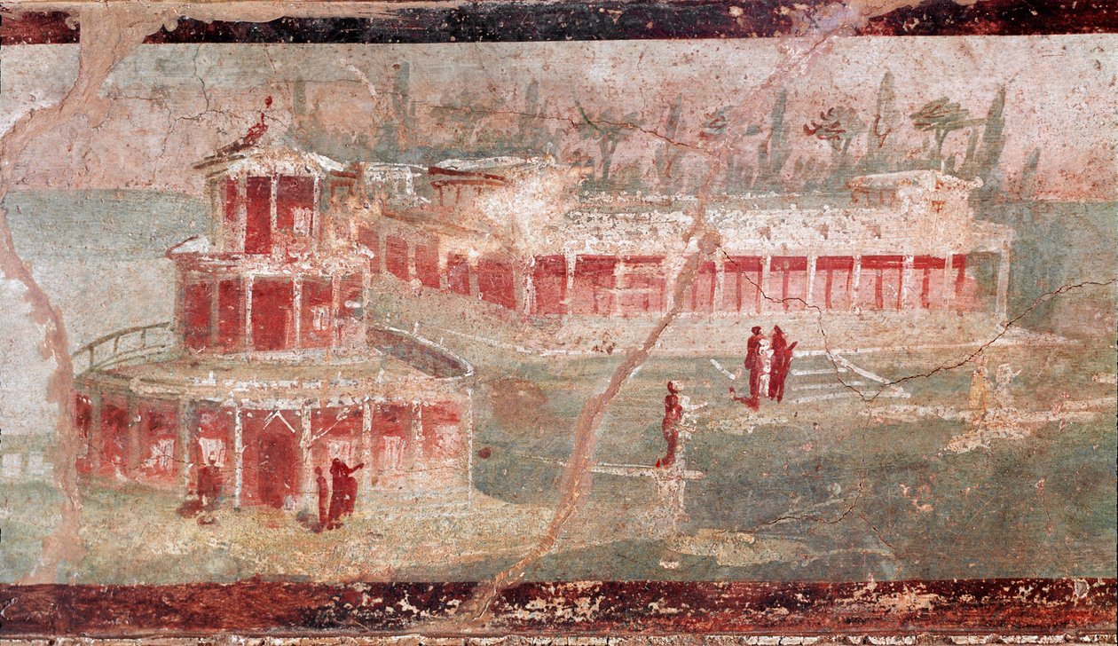 Jokimaisema portiolla, yksityiskohtia (fresko tekijältä Roman