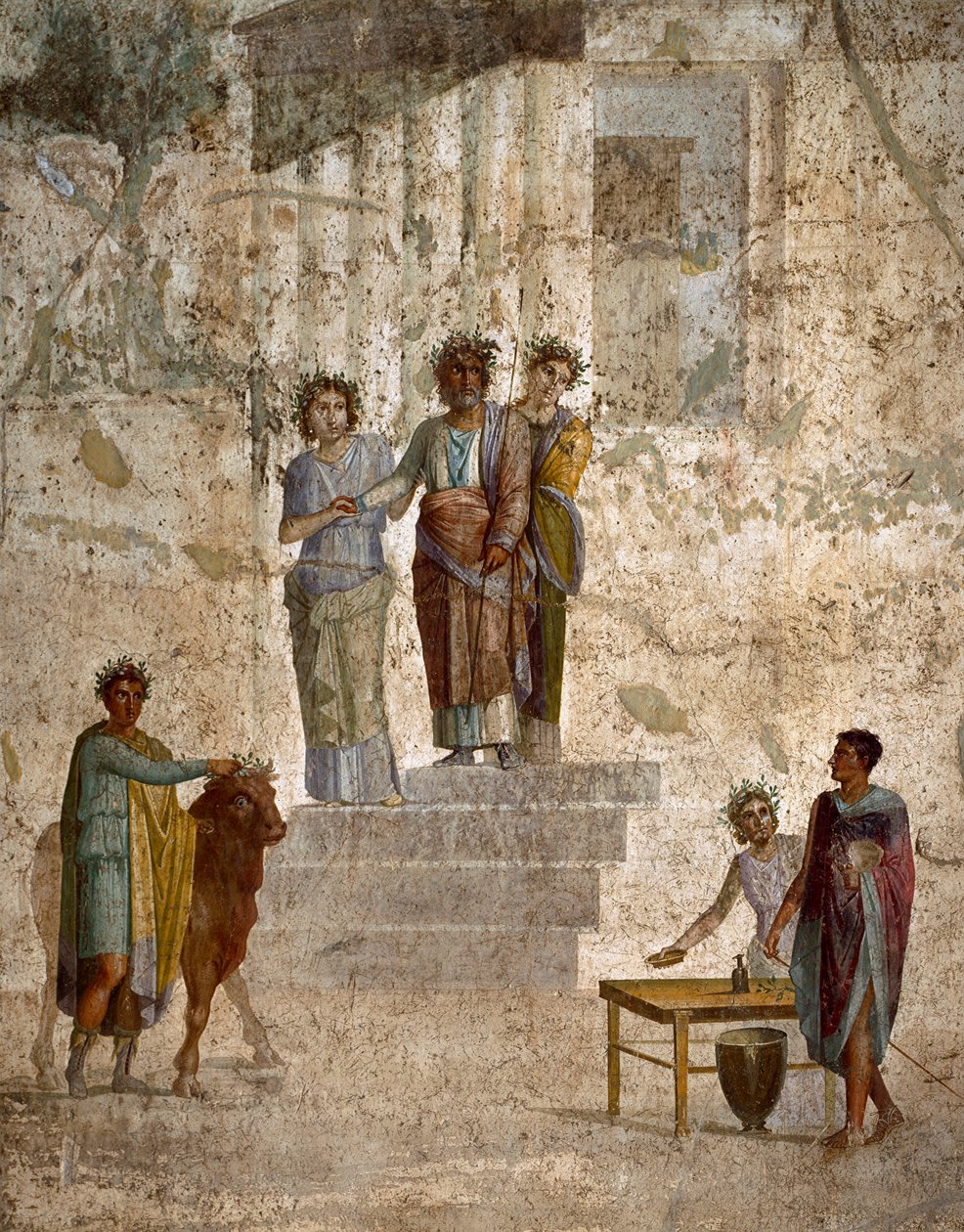 Roomalainen taide: "" Jason kasvot setäänsä Peliasta"" Roomalainen fresko 3. pompeilaisesta tyylistä Pompejin paikalta. 40-60 jKr. Napoli (fresko) tekijältä Roman