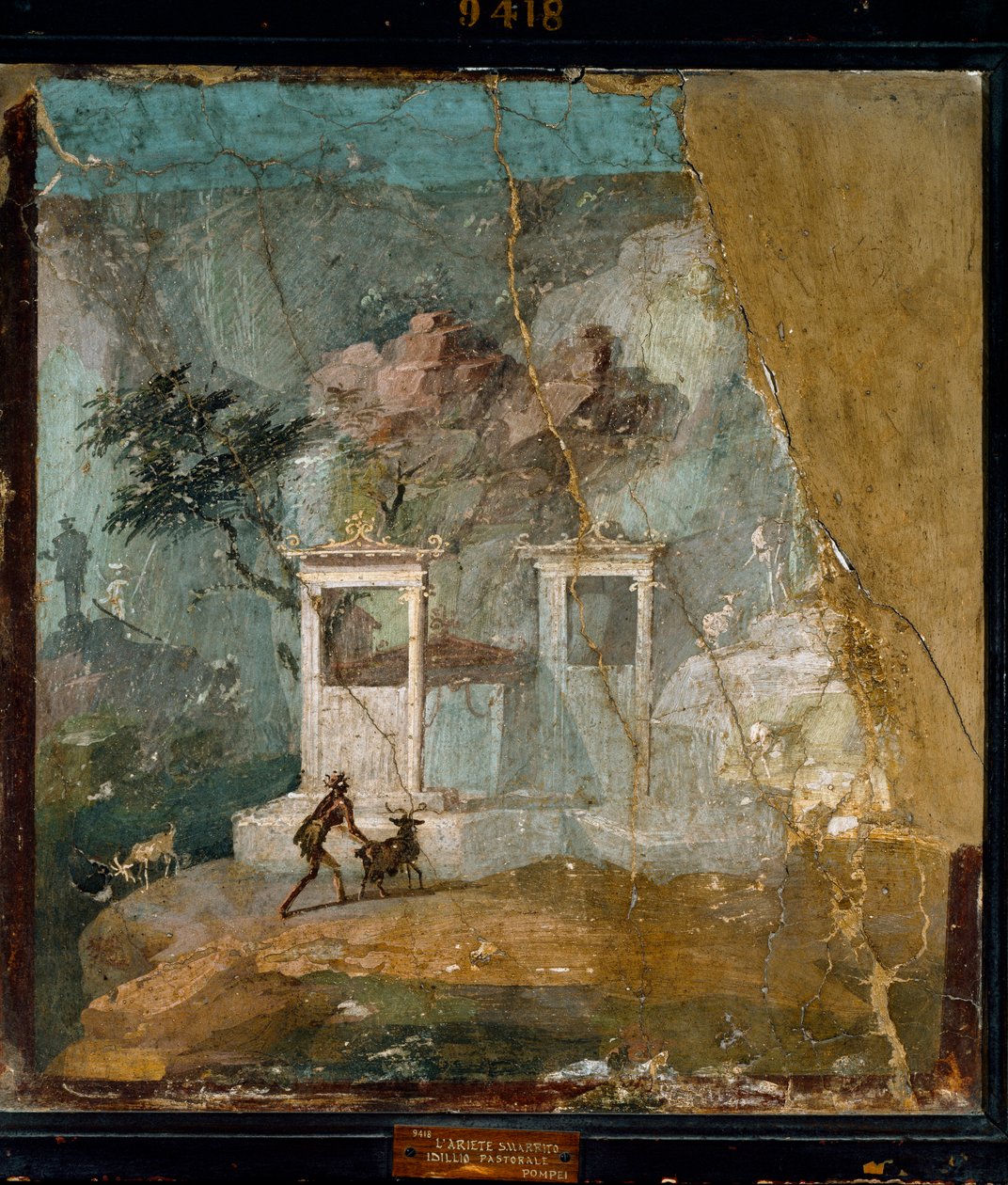 Roomalainen taide: "The Lost Belier, Pastoral Idyll" Roomalainen fresko Pompejin paikalta kreikkalaisen alkuperäisen (2. vuosisadan eKr.) mukaan. 1. vuosisadalla jKr. Napoli, kansallinen arkeologinen museo tekijältä Roman