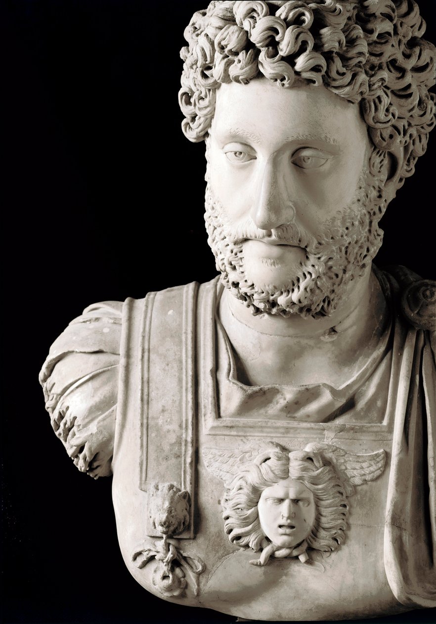 Roomalainen taide: "" Rooman keisari Commodus (161-192)"" Marmorinen rintakuva - Musei Capitolini Rooma - Bist of keisari Commodus (161-192) - Marmoriveistos - Musei Capitolini, Rooma, Italia tekijältä Roman