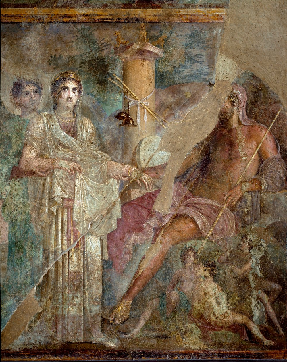 Roomalainen taide: "" Zeuksen ja Heran häät Ida-vuorella"" Roomalainen fresko Traagisen runoilijan talon paikalta Pompejista. 1. vuosisadalla jKr. Napoli, Museo Archeologico Nazionale - Roomalainen taide: Zeuksen ja Heran häät Ida-vuorella. Roomalainen fre tekijältä Roman