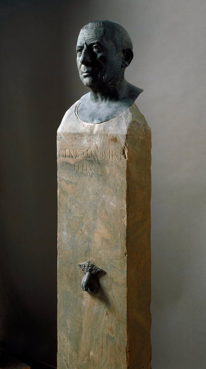 Roomalainen taide: pankkiiri Lucius Caecilius Iucundusin rintakuva (noin 20-69 jKr.) Pronssiveistos. 1. vuosisadalla jKr Pompejista. Napoli, Museo Nazionale Archeologico tekijältä Roman