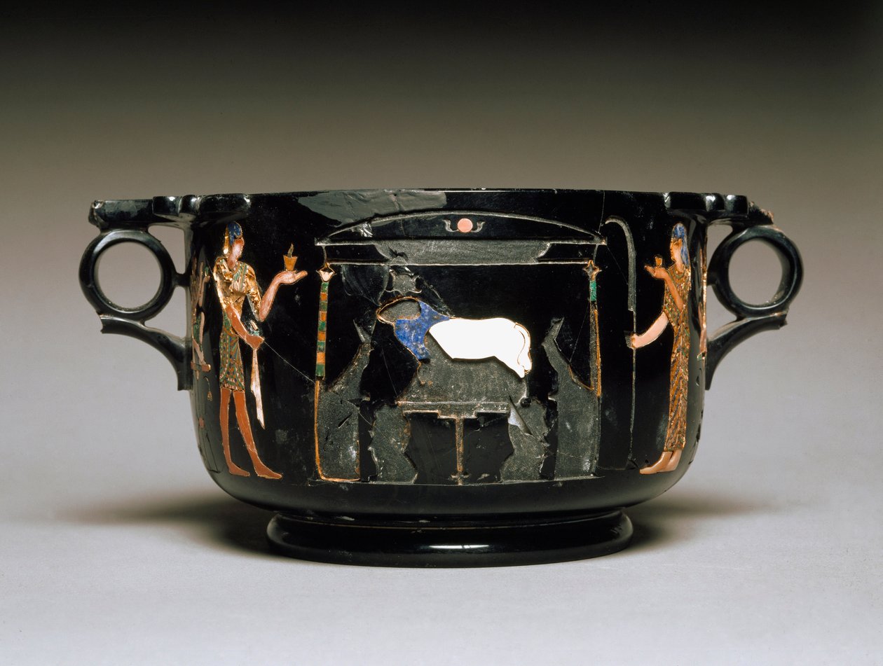 Roomalainen taide: kuppi egyptiläisillä kuvioilla. 1. vuosisadalla jKr. Castellammare di Stabiasta. su. h. 12 cm Napolin kansallinen arkeologinen museo tekijältä Roman
