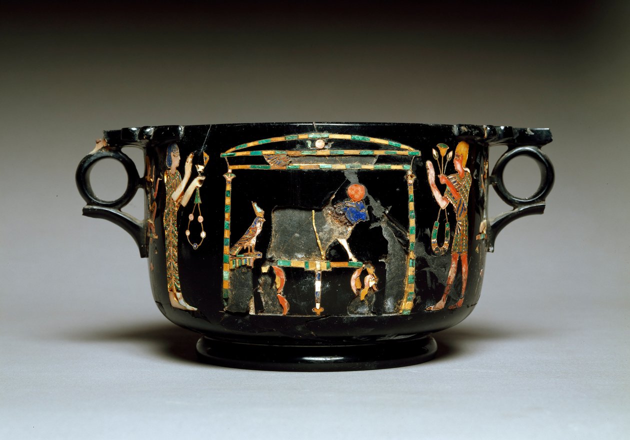 Roomalainen taide: kuppi egyptiläisillä kuvioilla. Castellammare di Stabiasta. 1. vuosisadalla jKr. Koko 12 cm National Archaeological Museum, Napoli tekijältä Roman
