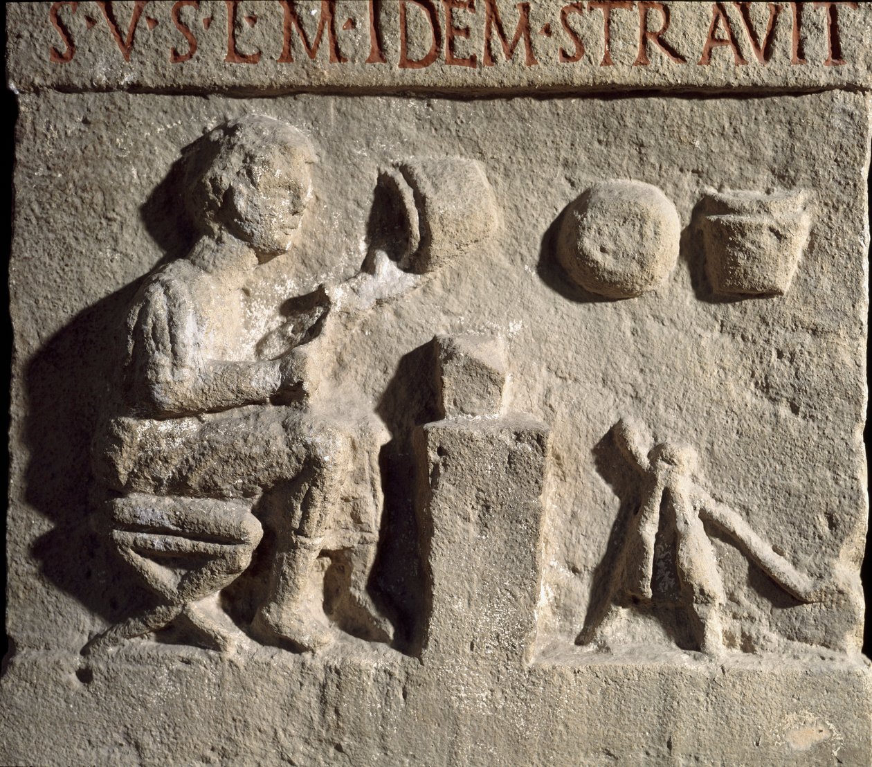 Roomalainen taide: matala reliefi, joka edustaa savenvalajan pysähdystä. 1. vuosisadalla jKr. Rooman Museo della Civilta Romana tekijältä Roman