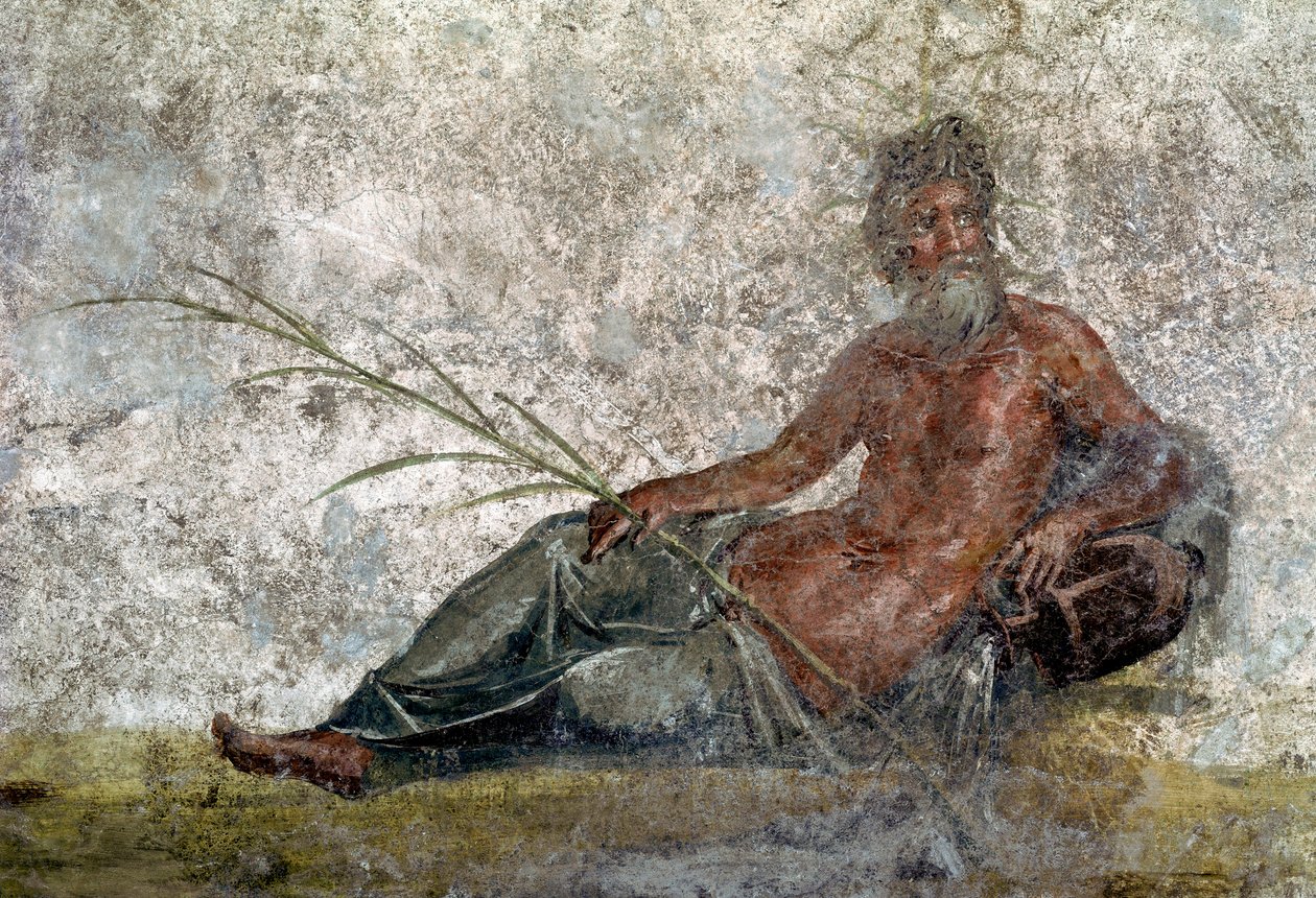 Roomalainen taide: Joen jumalan esitys. Yksityiskohta freskosta Vestalesin talosta Pompejista. 1. vuosisadalla jKr. Pariisi, Louvre-museo tekijältä Roman