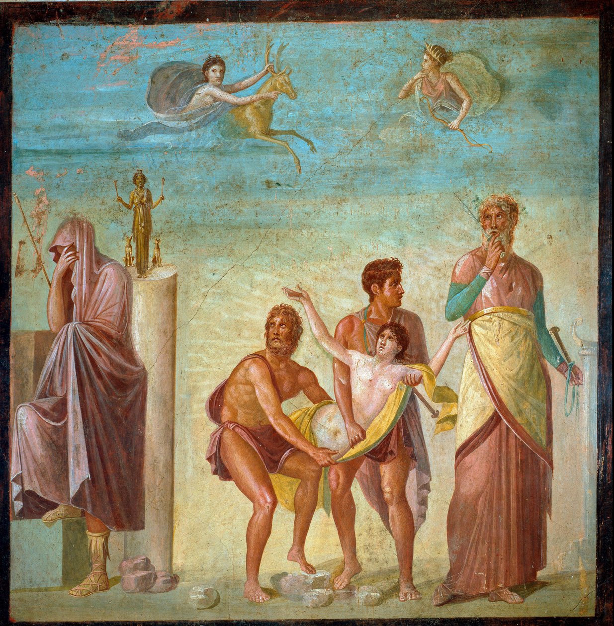 Roomalainen taide: "Iphigenien uhri"" Fresko Pompejista, traagisen runoilijan kodista. 1. vuosisadalla jKr. Napoli Museo Archeologico Nazionale - Roomalainen taide: Iphigenian uhri. Fresko Traagisen runoilijan talosta Pompejista. 1. vuosisadalla jKr. Natio tekijältä Roman