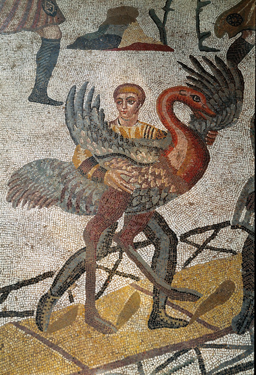 Roomalainen taide: strutsien kuljetus laivoilla lähetetään Roomaan. Yksityiskohta mosaiikista "" Pieni metsästysseura"" 315-350 jKr. Piazza Armerina, Villa Romana del Casale tekijältä Roman