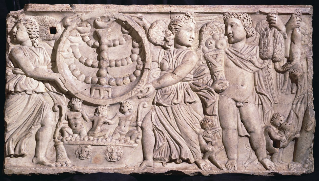 Mausta sarkofagi menorahilla (marmori) tekijältä Roman
