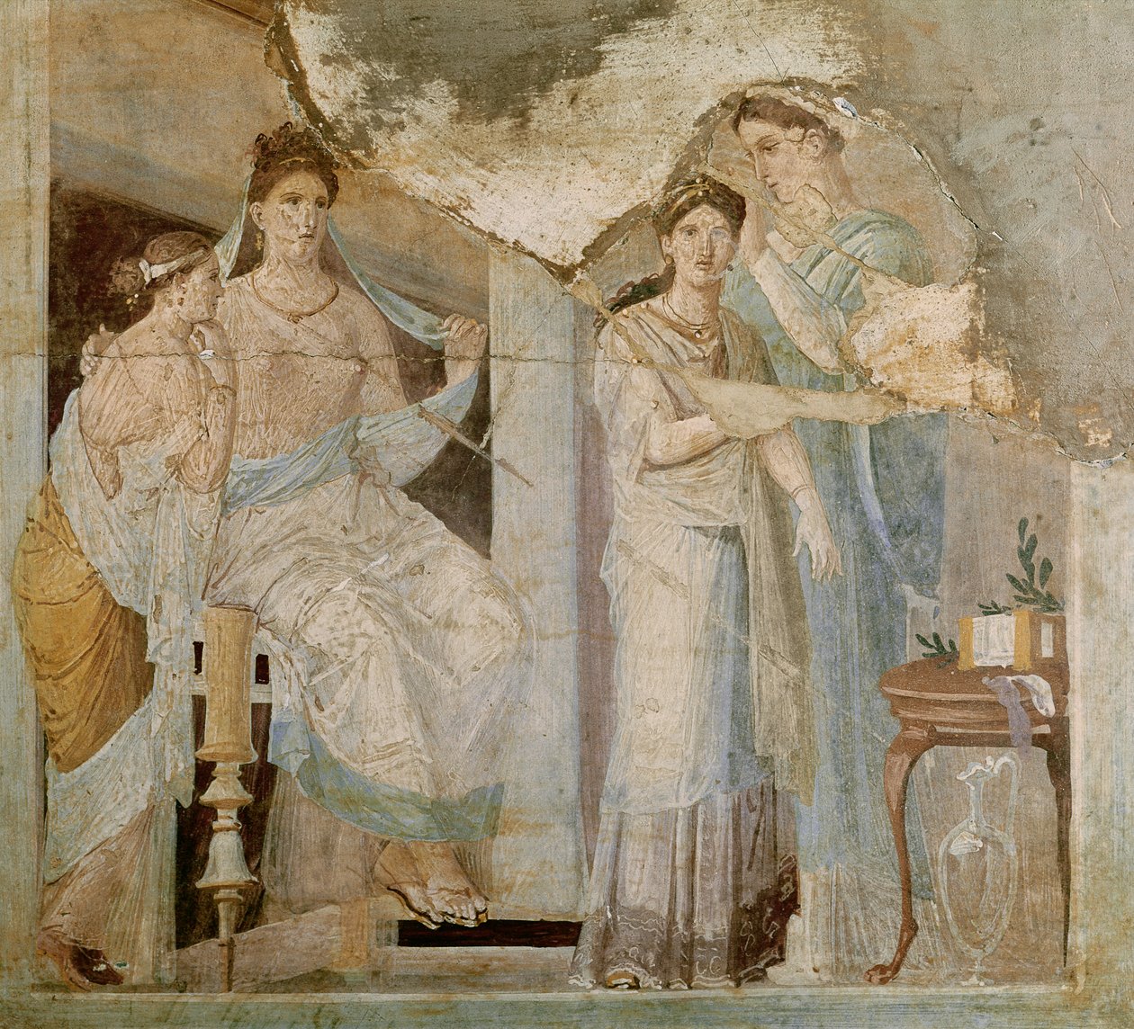 Tyttöjen hiusten orjakampaus, Herculaneum, kolmas tyyli (fresko) tekijältä Roman