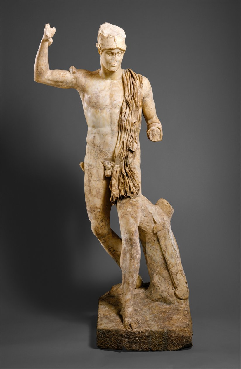 Haavoittuneen soturin patsas, n. 138-181 jKr (marmori) tekijältä Roman