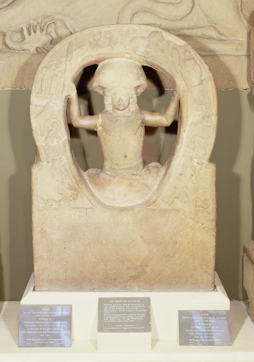 Mithrasin syntymä Housesteadsin Mithraeumista. tekijältä Roman