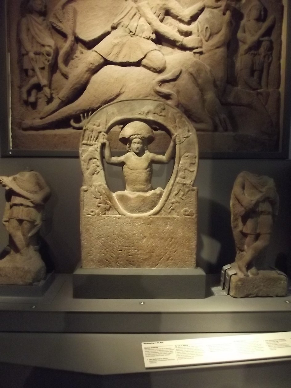 Mithrasin syntymä Housesteadsin Mithraeumista, 3. vuosisadalla jKr tekijältä Roman