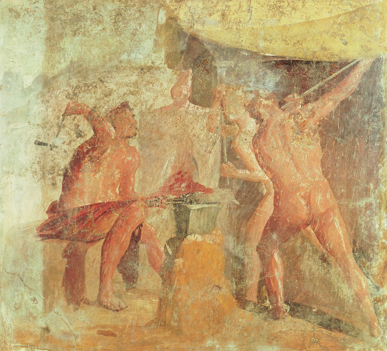 Vulcanuksen takomo, talosta VII, Pompeiji, noin 50-79 jKr. tekijältä Roman