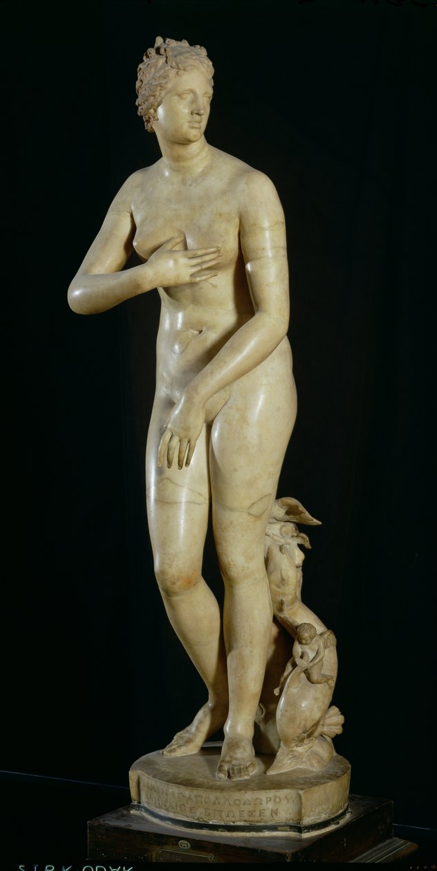 Medici Venus, kopio Praxitelesin (n. 370-330 eKr.) hellenistisestä originaalista (marmoria). tekijältä Roman