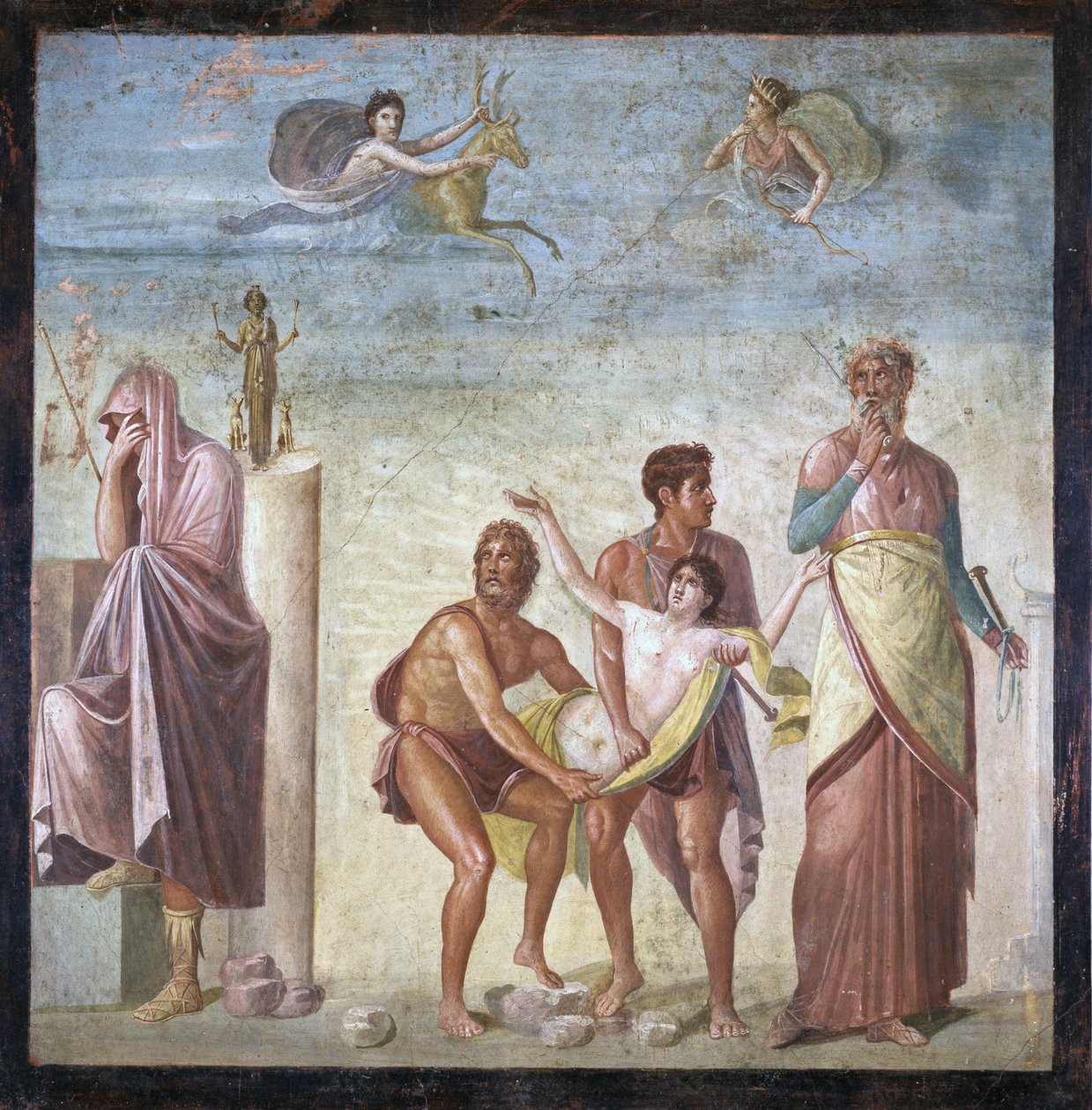 Iphigenian uhri, Traagisen runoilijan talosta, Pompejista, 4. koristetyyli, noin 30 jKr. tekijältä Roman
